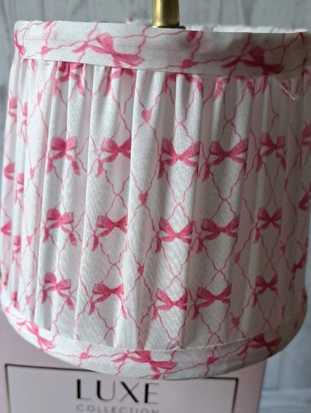 Flameless Candle Warmer With Pink Bow Lamp Print Fabric Shade Dimmer Timer